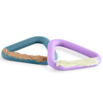 Bluelino and Purpleline triangle dog toy with treat paste