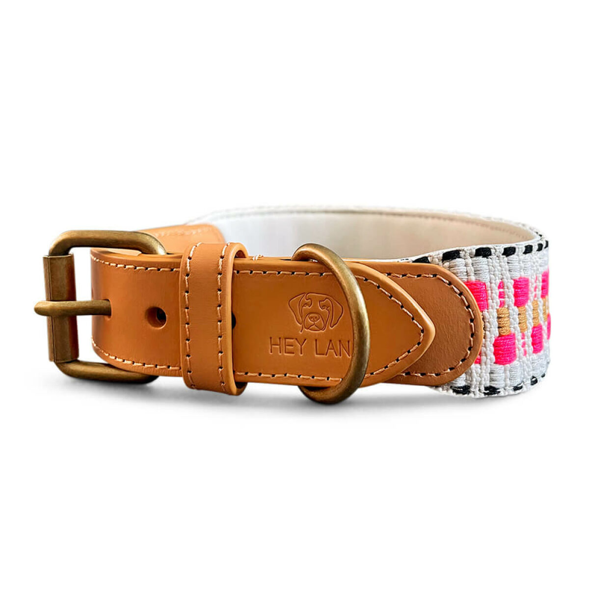 Tres Chic collection collar dog in pink/beige front