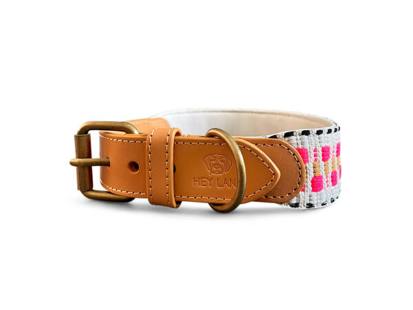 Tres Chic collection collar dog in pink/beige front