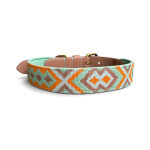 Premium padded dog collar - mint/orange - Image 2