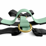 Outdoor dog harness black lying handle from the front