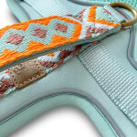 Premium padded dog harness Tres Chic in mint/orange Detail