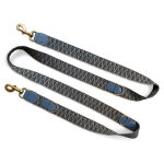 Premium leather dog lead is 3-way adjustable 2m in blue/grey
