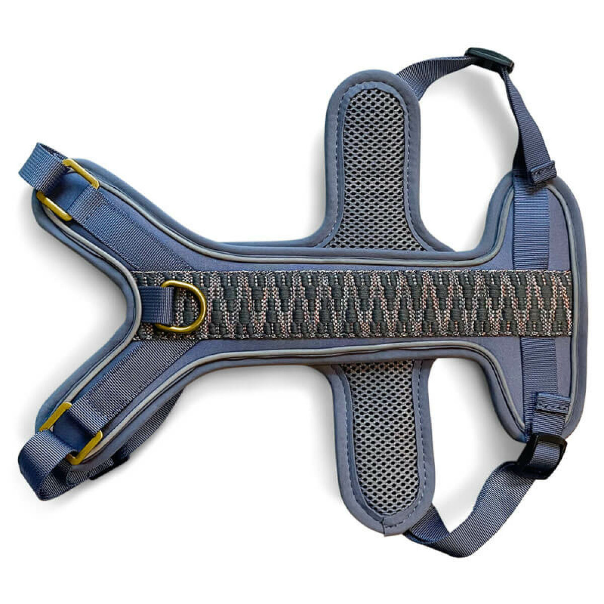 Premium dog harness padded Tres Chic in blue/grey front