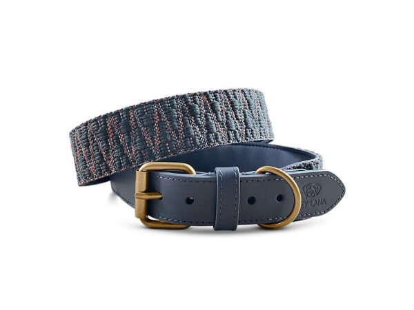 Tres Chic collection premium padded dog collar in blue/grey