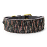Tres Chic collection premium dog collar padded in blue/grey at the back
