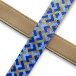 Pattern check collar and lead Kunterbunt in mocha/blue Detail