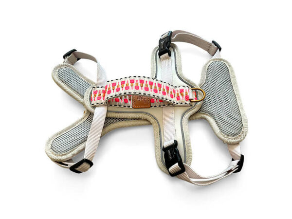 Premium Hundegeschirr Gepolstert Tres Chic in Pink/Beige hinten