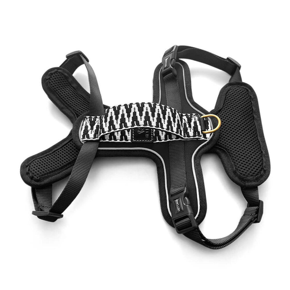 Dog with premium dog harness Padded in black/white at the back