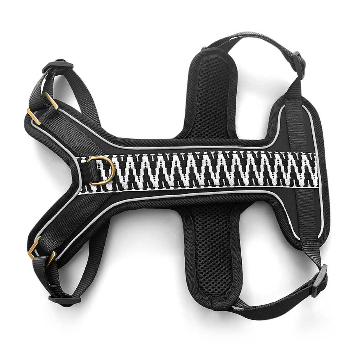 Dog with premium dog harness Padded in black/white front