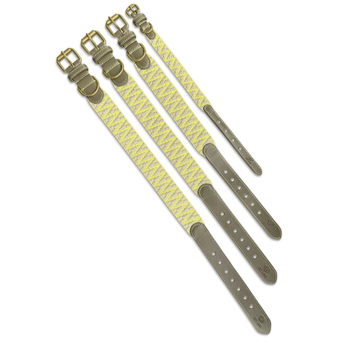 Premium Hundehalsband Gepolstert - Olivgrün/Neongelb – Bild 4