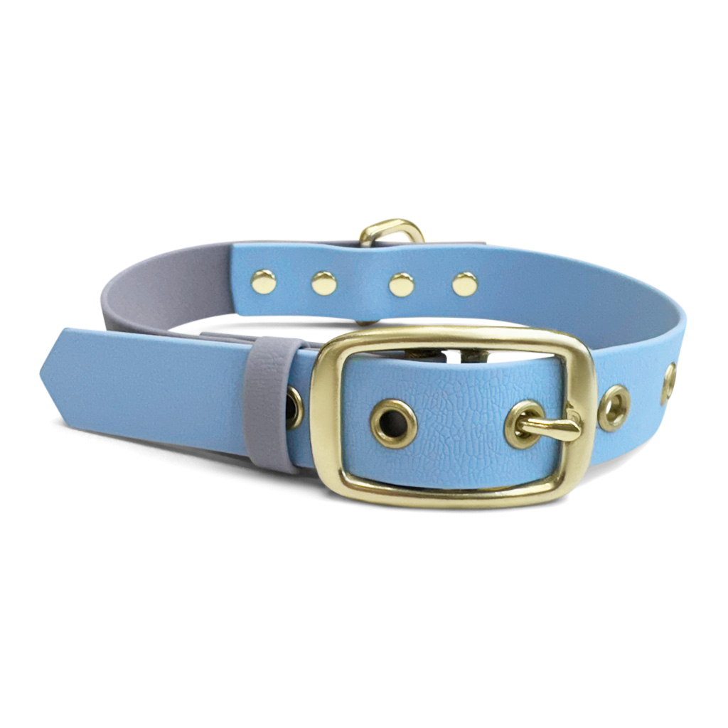 Outdoor-Halsband-taupe-blau-vorne Dog collar Outdoor FLEX - Waterproof - Taupe/Blue - Image 4