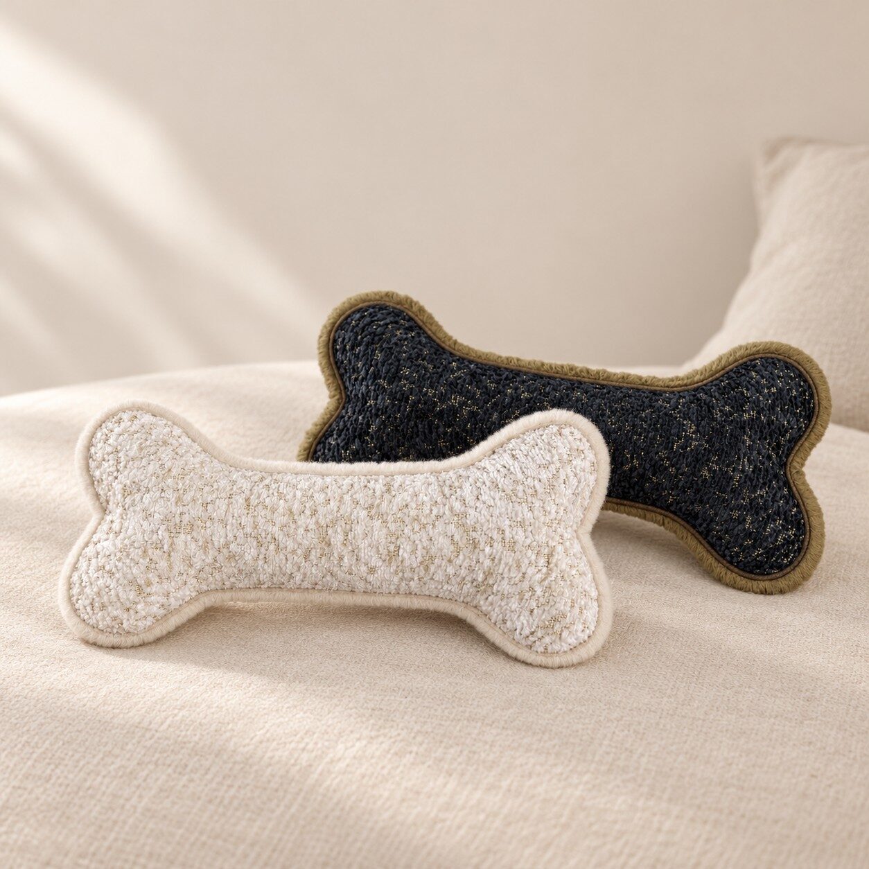 Hundeknochen-mood-schwarz-oliv-beige-sand The Snuggle Bone – Premium Cuddly Toy - Image 1