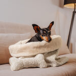 The Snuggle Cave – Premium Dog Blanket with Cave – Sand/Beige - Image 5